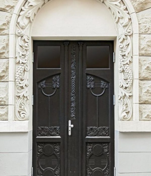 Architecture detail, door of an old building, Prague, Czech Republic